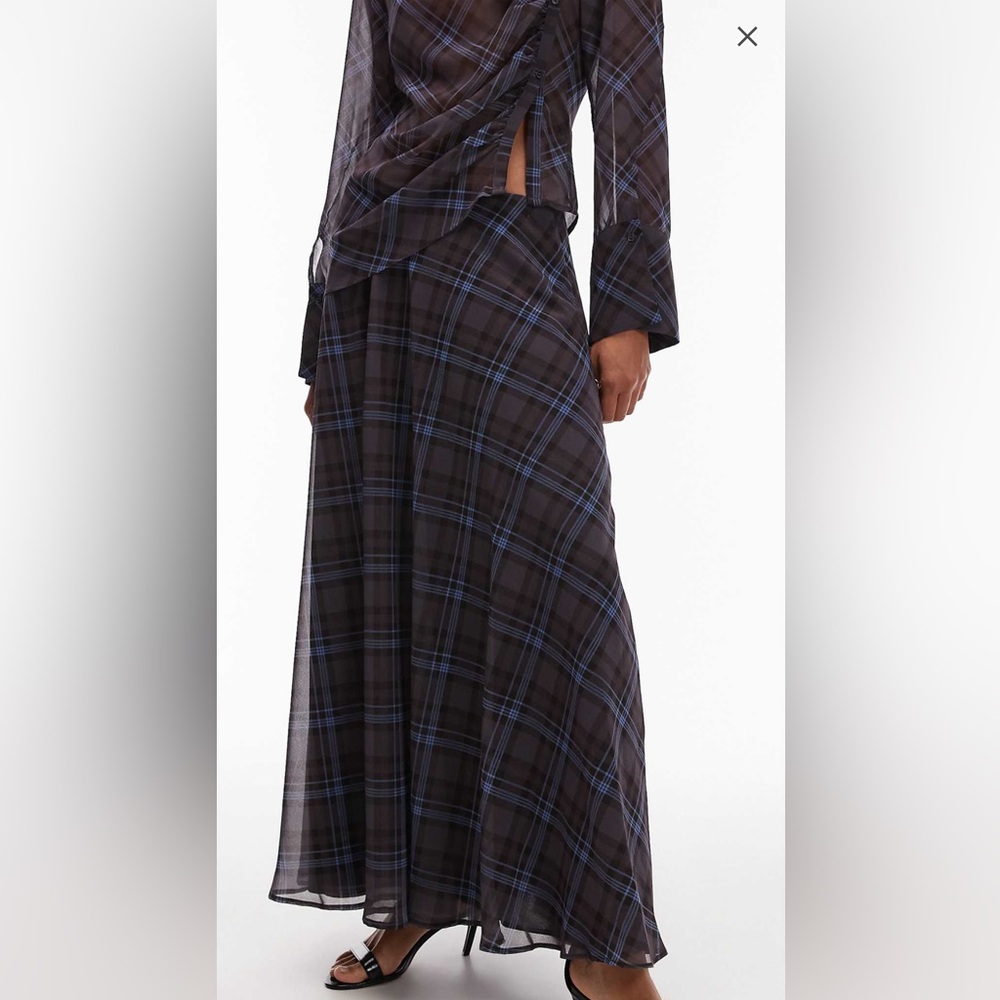 ASOS Plaid Maxi Skirt and Top Set in Black and Blue